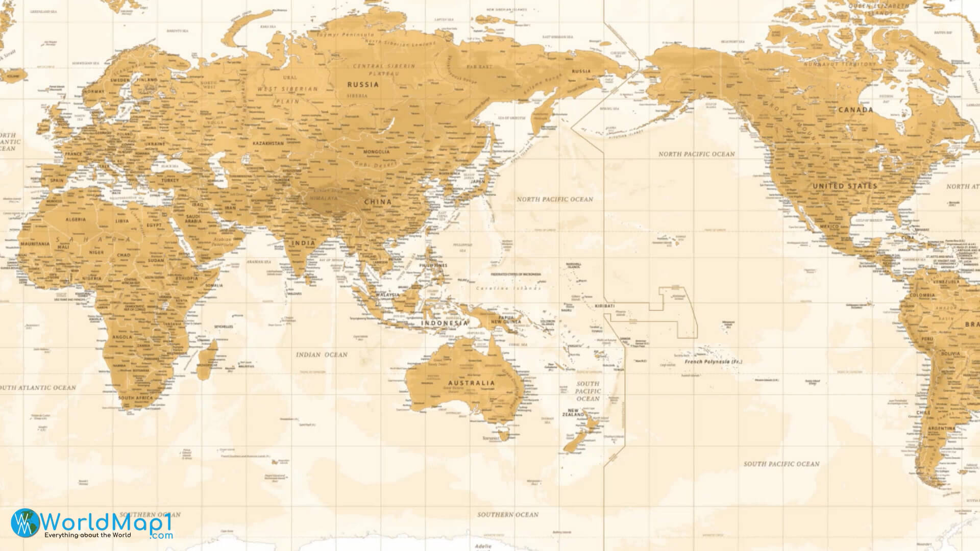 Pacific Ocean and Oceania Map